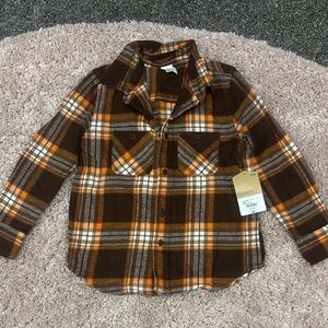 Boys New Brown and Orange Plaid Kids Shirt